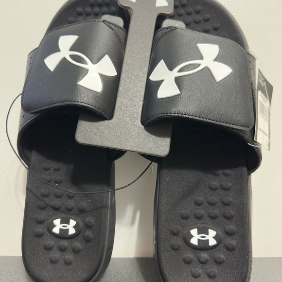 Under Armour Black and White Slide Sandals - Picture 2 of 7